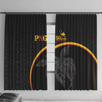 Papua New Guinea 50th Independence Day Window Curtain Simple Oro Tapa Pattern LT9 With Hooks Black - Polynesian Pride
