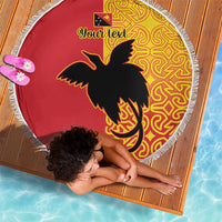 Papua New Guinea Oro Tapa Personalised Beach Blanket Simple Bird of Paradise Style - Polynesian Pride