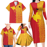 Papua New Guinea Oro Tapa Personalised Family Matching Long Sleeve Bodycon Dress and Hawaiian Shirt Simple Bird of Paradise Style LT9 - Polynesian Pride