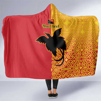 Papua New Guinea Oro Tapa Personalised Hooded Blanket Simple Bird of Paradise Style LT9 One Size Red - Polynesian Pride