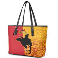 Papua New Guinea Oro Tapa Personalised Leather Tote Bag Simple Bird of Paradise Style - Polynesian Pride