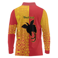Papua New Guinea Oro Tapa Personalised Long Sleeve Polo Shirt Simple Bird of Paradise Style LT9 - Polynesian Pride