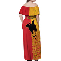 Papua New Guinea Oro Tapa Personalised Off Shoulder Maxi Dress Simple Bird of Paradise Style - Polynesian Pride