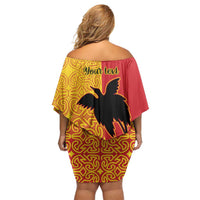 Papua New Guinea Oro Tapa Personalised Off Shoulder Short Dress Simple Bird of Paradise Style LT9 - Polynesian Pride