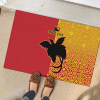 Papua New Guinea Oro Tapa Personalised Rubber Doormat Simple Bird of Paradise Style - Polynesian Pride