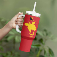 Papua New Guinea Oro Tapa Personalised Tumbler With Handle Simple Bird of Paradise Style LT9 - Polynesian Pride