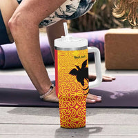 Papua New Guinea Oro Tapa Personalised Tumbler With Handle Simple Bird of Paradise Style LT9 - Polynesian Pride