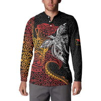 Papua New Guinea Sepik Personalised Button Sweatshirt PNG Bird of Paradise Tattoo LT9 - Polynesian Pride