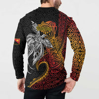 Papua New Guinea Sepik Personalised Button Sweatshirt PNG Bird of Paradise Tattoo LT9 - Polynesian Pride