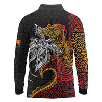 Papua New Guinea Sepik Personalised Long Sleeve Polo Shirt PNG Bird of Paradise Tattoo LT9 - Polynesian Pride