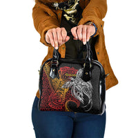 Papua New Guinea Sepik Personalised Shoulder Handbag PNG Bird of Paradise Tattoo LT9 One Size Black - Polynesian Pride