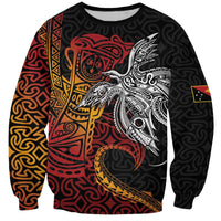 Papua New Guinea Sepik Personalised Sweatshirt PNG Bird of Paradise Tattoo LT9 Unisex Black - Polynesian Pride