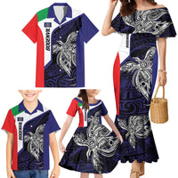Personalised PNG Bougainville Family Matching Mermaid Dress and Hawaiian Shirt Bird of Paradise Tattoo Flag Motif - Polynesian Pride