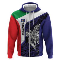 Personalised PNG Bougainville Hoodie Bird of Paradise Tattoo Flag Motif - Polynesian Pride