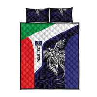 Personalised PNG Bougainville Quilt Bed Set Bird of Paradise Tattoo Flag Motif - Polynesian Pride