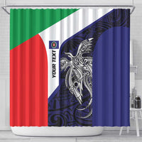 Personalised PNG Bougainville Shower Curtain Bird of Paradise Tattoo Flag Motif - Polynesian Pride
