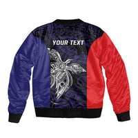 Personalised PNG Bougainville Sleeve Zip Bomber Jacket Bird of Paradise Tattoo Flag Motif - Polynesian Pride