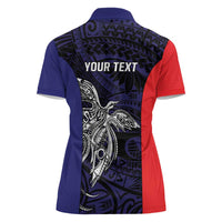 Personalised PNG Bougainville Women Polo Shirt Bird of Paradise Tattoo Flag Motif - Polynesian Pride