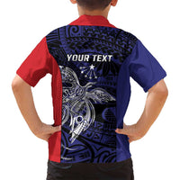 Personalised PNG Central Province Family Matching Long Sleeve Bodycon Dress and Hawaiian Shirt Bird of Paradise Tattoo Flag Motif - Polynesian Pride