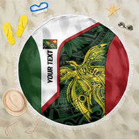 Personalised PNG Chimbu Province Beach Blanket Bird of Paradise Tattoo Flag Motif LT9 One Size 150cm Red - Polynesian Pride