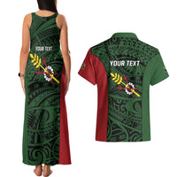 Personalised PNG Chimbu Province Couples Matching Tank Maxi Dress and Hawaiian Shirt Bird of Paradise Tattoo Flag Motif - Polynesian Pride