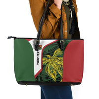 Personalised PNG Chimbu Province Leather Tote Bag Bird of Paradise Tattoo Flag Motif - Polynesian Pride