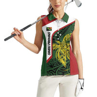 Personalised PNG Chimbu Province Women Sleeveless Polo Shirt Bird of Paradise Tattoo Flag Motif - Polynesian Pride