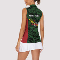 Personalised PNG Chimbu Province Women Sleeveless Polo Shirt Bird of Paradise Tattoo Flag Motif - Polynesian Pride