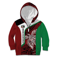 Personalised PNG East New Britain Province Kid Hoodie Bird of Paradise Tattoo Flag Motif - Polynesian Pride