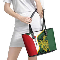 Personalised PNG East Sepik Province Leather Tote Bag Bird of Paradise Tattoo Flag Motif LT9 - Polynesian Pride