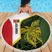 Personalised PNG Eastern Highlands Beach Blanket Bird of Paradise Tattoo Flag Motif - Polynesian Pride