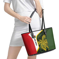 Personalised PNG Eastern Highlands Leather Tote Bag Bird of Paradise Tattoo Flag Motif - Polynesian Pride