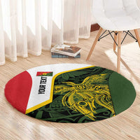 Personalised PNG Eastern Highlands Round Carpet Bird of Paradise Tattoo Flag Motif LT9 - Polynesian Pride