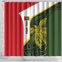 Personalised PNG Eastern Highlands Shower Curtain Bird of Paradise Tattoo Flag Motif LT9 - Polynesian Pride