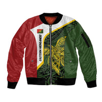 Personalised PNG Eastern Highlands Sleeve Zip Bomber Jacket Bird of Paradise Tattoo Flag Motif - Polynesian Pride