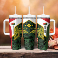 Personalised PNG Eastern Highlands Tumbler With Handle Bird of Paradise Tattoo Flag Motif LT9 - Polynesian Pride