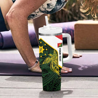 Personalised PNG Eastern Highlands Tumbler With Handle Bird of Paradise Tattoo Flag Motif LT9 - Polynesian Pride