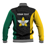 Personalised PNG Enga Province Baseball Jacket Bird of Paradise Tattoo Flag Motif - Polynesian Pride