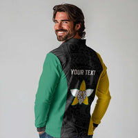 Personalised PNG Enga Province Long Sleeve Polo Shirt Bird of Paradise Tattoo Flag Motif - Polynesian Pride