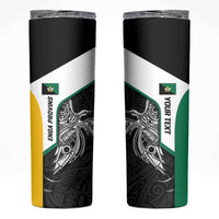 Personalised PNG Enga Province Skinny Tumbler Bird of Paradise Tattoo Flag Motif LT9 Green - Polynesian Pride
