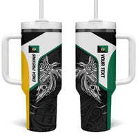 Personalised PNG Enga Province Tumbler With Handle Bird of Paradise Tattoo Flag Motif LT9 One Size: 40 oz Green - Polynesian Pride
