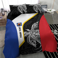 Personalised PNG Gulf Province Bedding Set Bird of Paradise Tattoo Flag Motif - Polynesian Pride