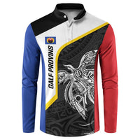 Personalised PNG Gulf Province Button Sweatshirt Bird of Paradise Tattoo Flag Motif - Polynesian Pride