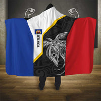 Personalised PNG Gulf Province Hooded Blanket Bird of Paradise Tattoo Flag Motif - Polynesian Pride