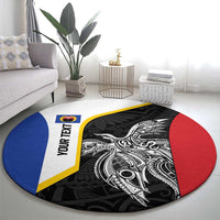 Personalised PNG Gulf Province Round Carpet Bird of Paradise Tattoo Flag Motif LT9 - Polynesian Pride