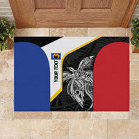 Personalised PNG Gulf Province Rubber Doormat Bird of Paradise Tattoo Flag Motif - Polynesian Pride