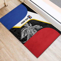 Personalised PNG Gulf Province Rubber Doormat Bird of Paradise Tattoo Flag Motif - Polynesian Pride