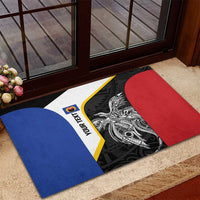 Personalised PNG Gulf Province Rubber Doormat Bird of Paradise Tattoo Flag Motif - Polynesian Pride