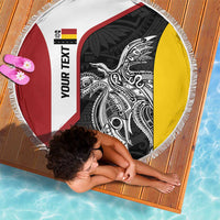 Personalised PNG Madang Province Beach Blanket Bird of Paradise Tattoo Flag Motif - Polynesian Pride