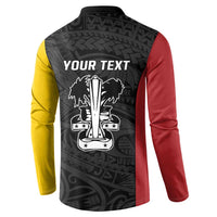 Personalised PNG Madang Province Button Sweatshirt Bird of Paradise Tattoo Flag Motif - Polynesian Pride